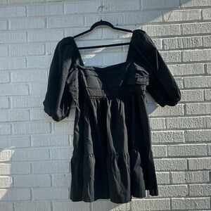 Abercrombie & Fitch Black Puff Sleeve Tiered Mini Dress
